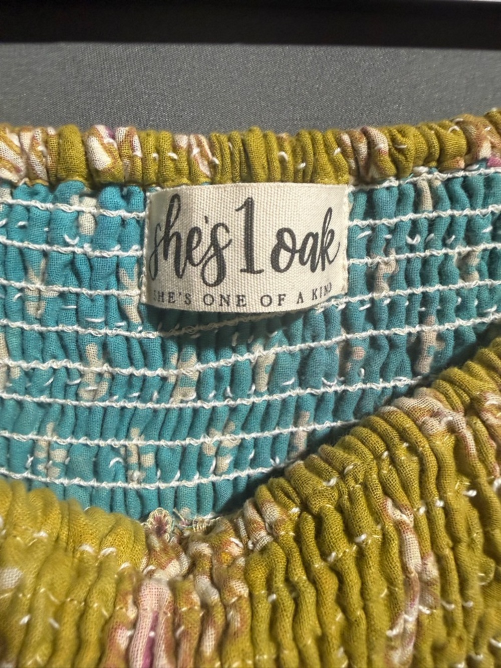 She’s 1 Oak, Boho Kantha Harem Pants - Turquoise & Green- New - Picture 2 of 3